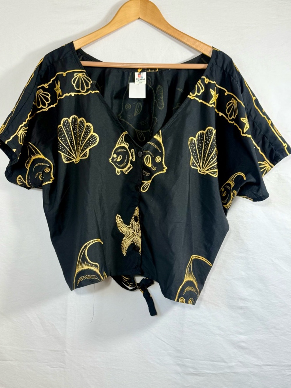 Rima Vintage 100% Terivoile Fish Print Top